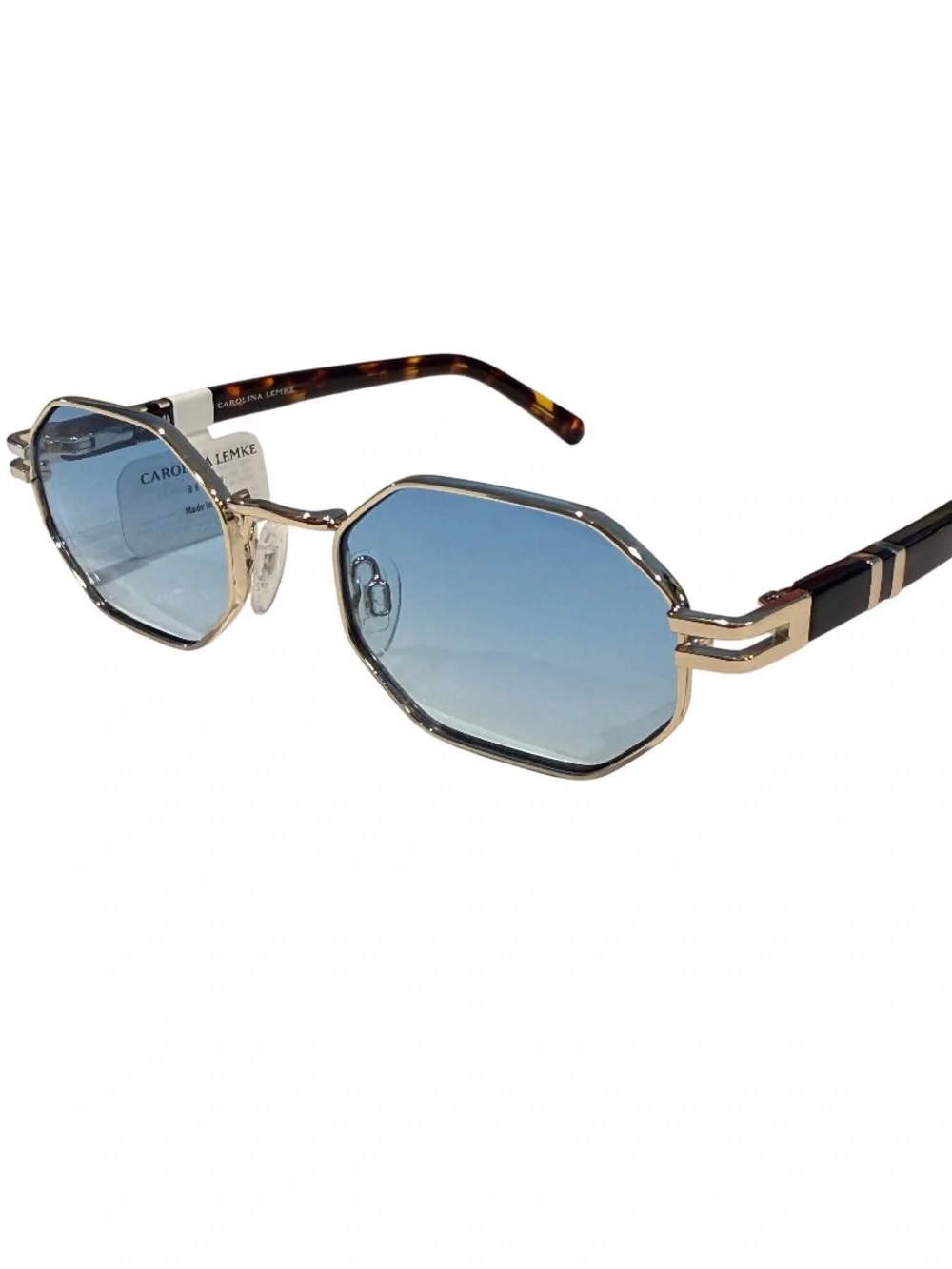 NEW Carolina Lemke Mar Blue Gradient Gold Frame Brown Demi Tortoise Sunglasses